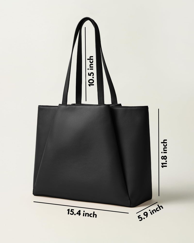 Apryl Work Tote Bags for Women 15.6 Inch - Laptop Tote Bag with Zip Compartments - Large PU Leather Office Purse Computer Briefcase - Image 5